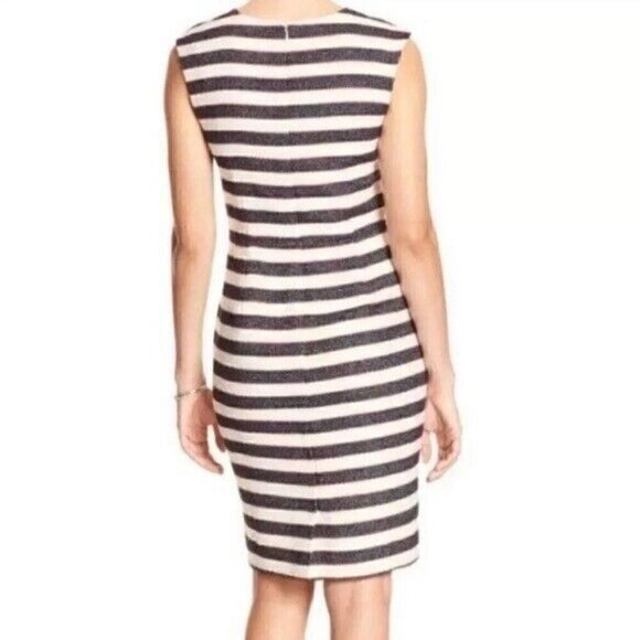 Banana Republic STRIPE SHEATH DRESS Color: White/Navy/Red Tweed Stripe Size 0 - Picture 14 of 14